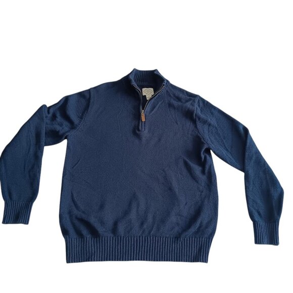 St. John's Bay Men’s Quarter Zip Navy Sweater Size M Knit Pullover Casual Preppy - Picture 5 of 10